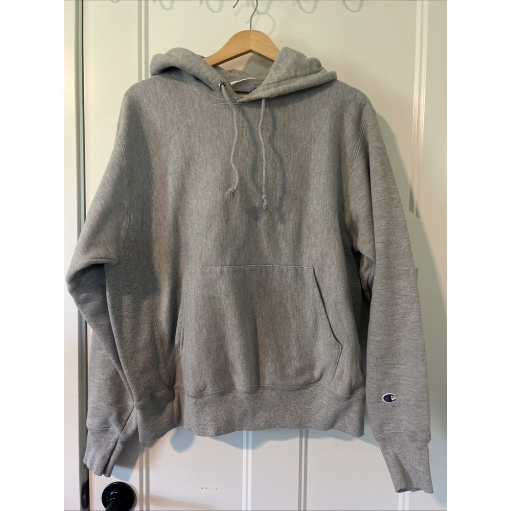 Champion Reverse Weave Hoodie Gray Medium Vintage Heavyweight Sweatshirt